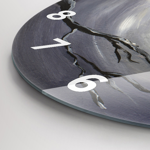 Wanduhr glas rund Rabe im Mondlicht