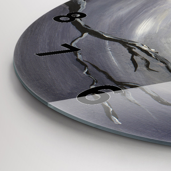 Wanduhr glas rund Rabe im Mondlicht