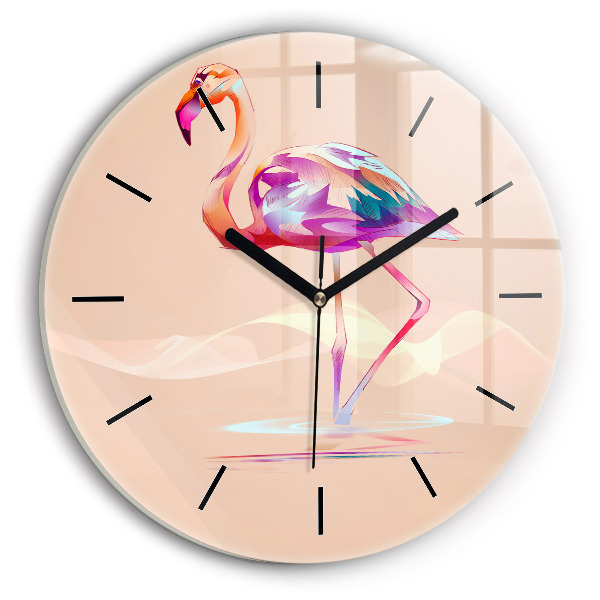 Wanduhr rund mit motiv Illustration eines Flamingos