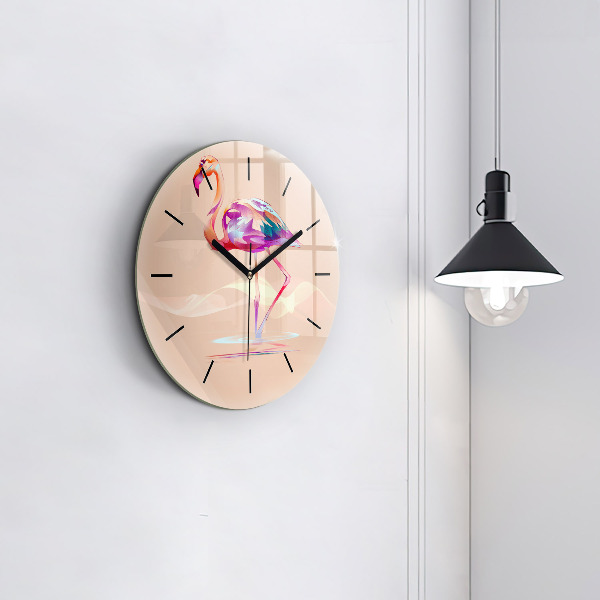Wanduhr rund mit motiv Illustration eines Flamingos