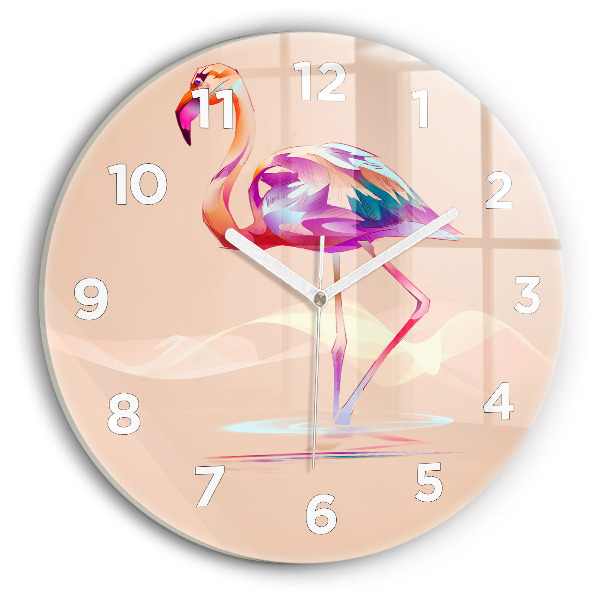 Wanduhr rund mit motiv Illustration eines Flamingos