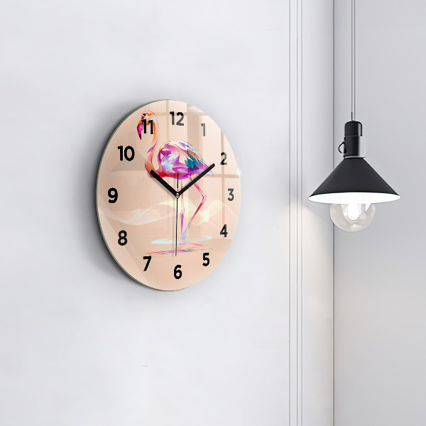 Wanduhr rund mit motiv Illustration eines Flamingos
