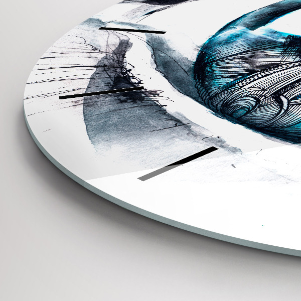 Wanduhr glas rund Illustration eines Wolfs