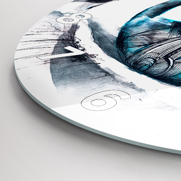 Wanduhr glas rund Illustration eines Wolfs