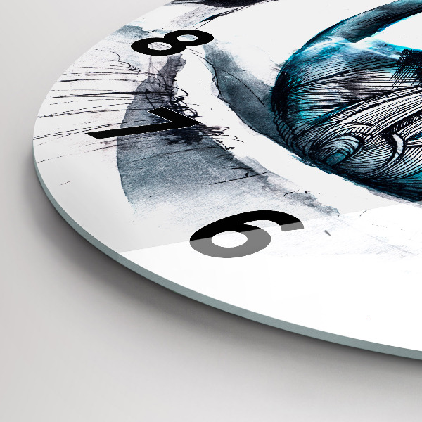 Wanduhr glas rund Illustration eines Wolfs