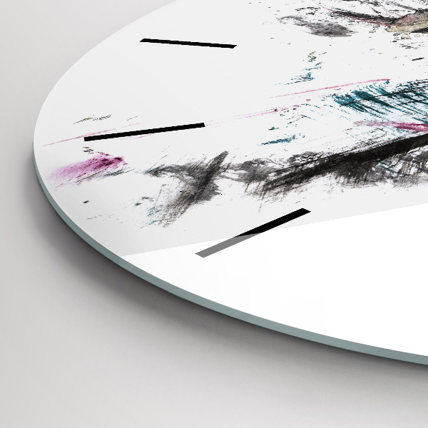 Wanduhr glas rund Profil eines gemalten Wolfes