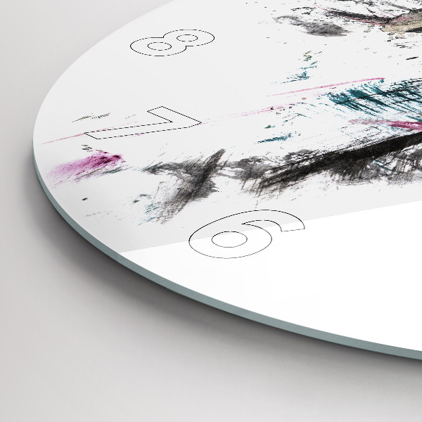 Wanduhr glas rund Profil eines gemalten Wolfes