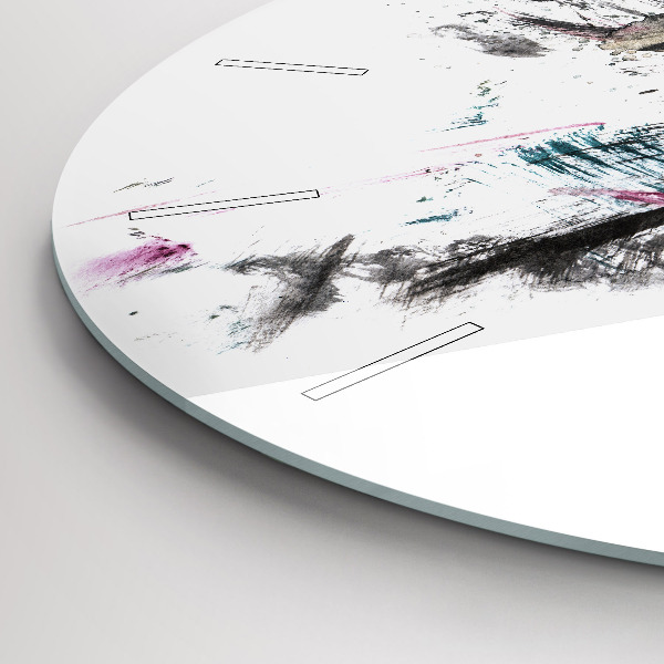 Wanduhr glas rund Profil eines gemalten Wolfes