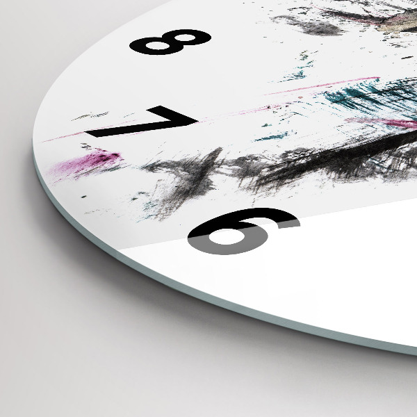 Wanduhr glas rund Profil eines gemalten Wolfes