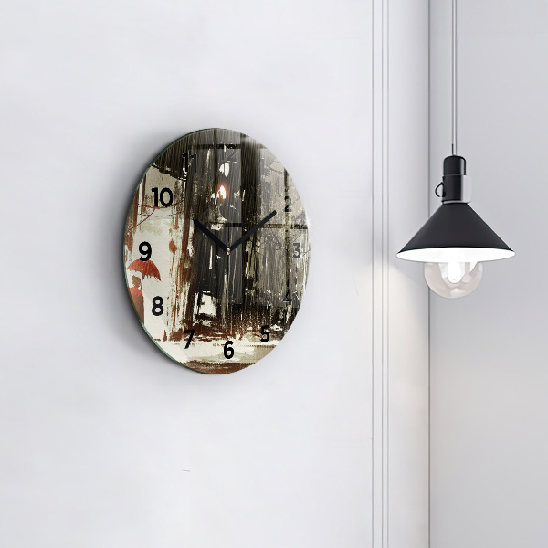 Wanduhr glas rund Frau in einer regnerischen Nacht