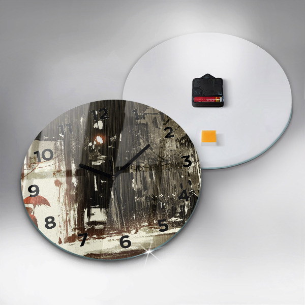 Wanduhr glas rund Frau in einer regnerischen Nacht