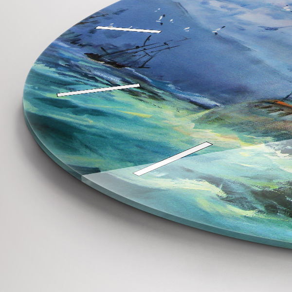 Wanduhr rund Schiff auf dem Wasser