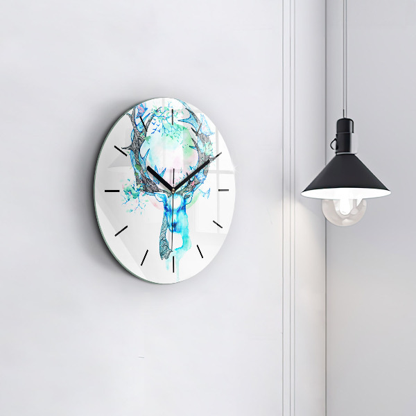 Wanduhr rund mit motiv Illustration eines Rehs