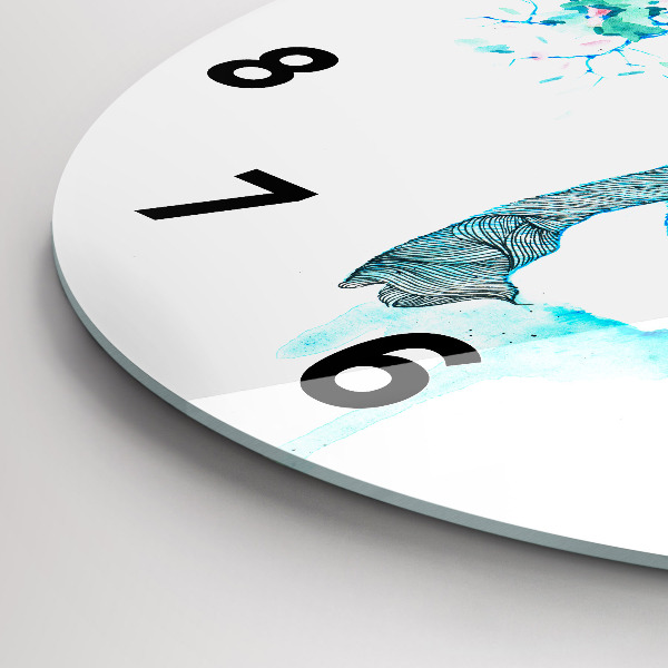 Wanduhr rund mit motiv Illustration eines Rehs