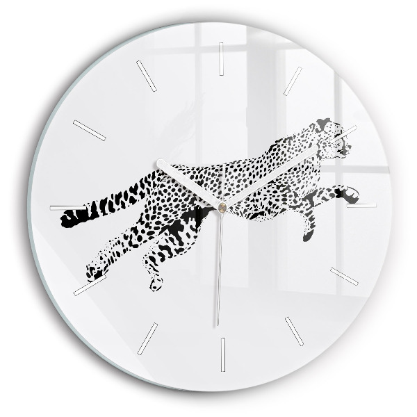 Wanduhr glas rund Silhouette eines Panthers