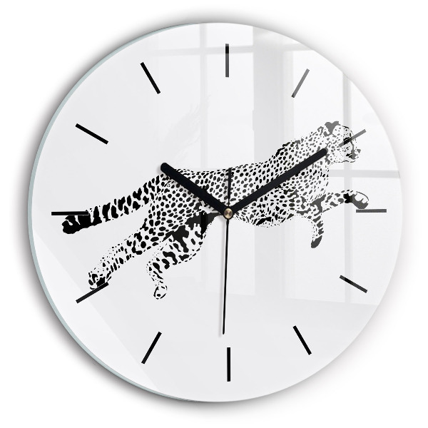 Wanduhr glas rund Silhouette eines Panthers