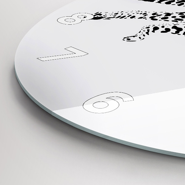 Wanduhr glas rund Silhouette eines Panthers