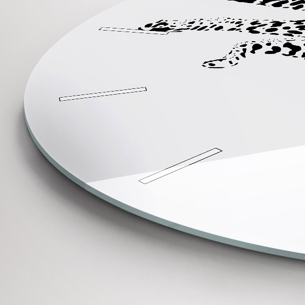 Wanduhr glas rund Silhouette eines Panthers