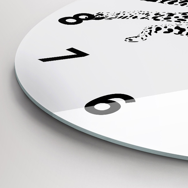 Wanduhr glas rund Silhouette eines Panthers