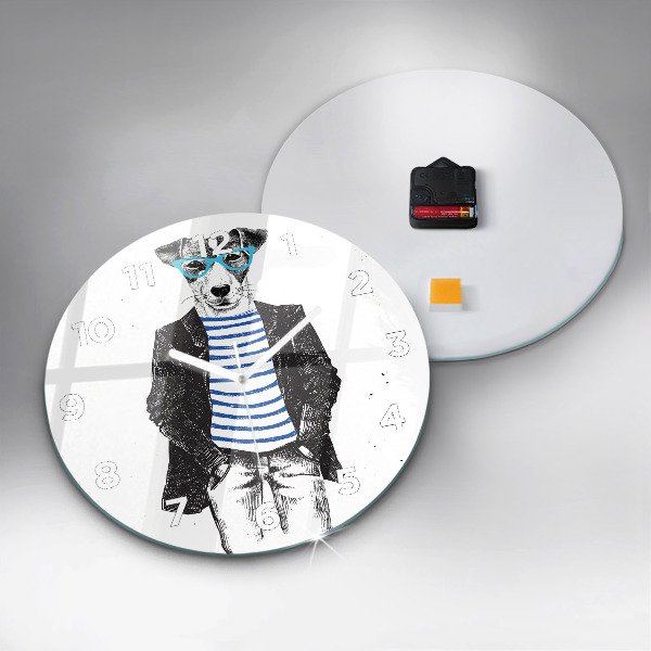 Wanduhr rund Hund in einem menschlichen Körper