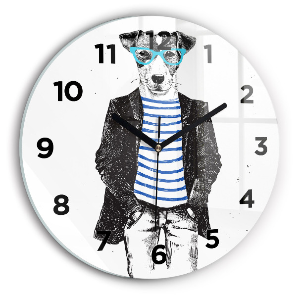 Wanduhr rund Hund in einem menschlichen Körper