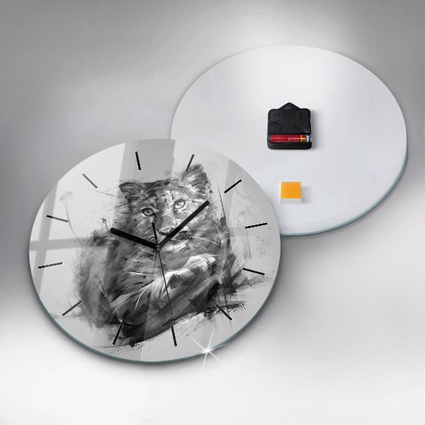 Wanduhr glas rund Gemalter Löwe