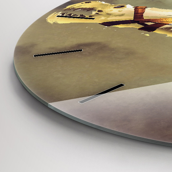 Wanduhr rund Illustration eines Drachenreiters