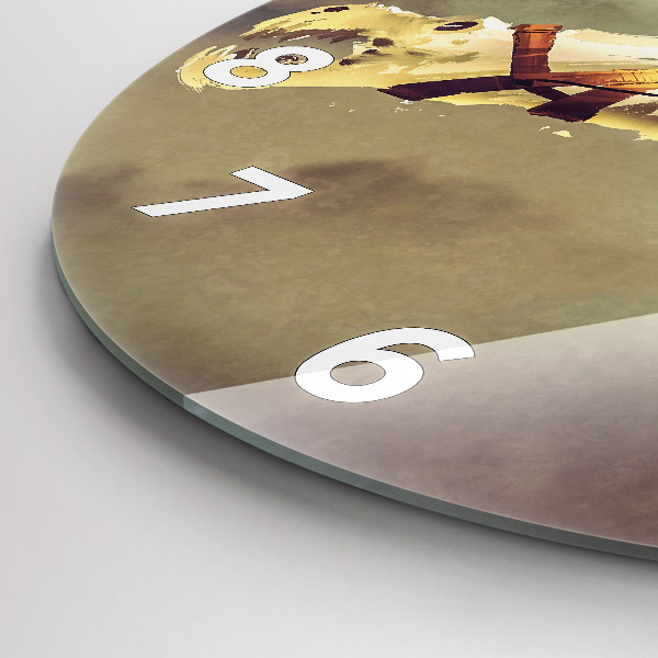 Wanduhr rund Illustration eines Drachenreiters