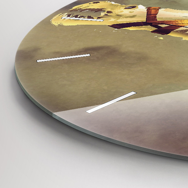 Wanduhr rund Illustration eines Drachenreiters