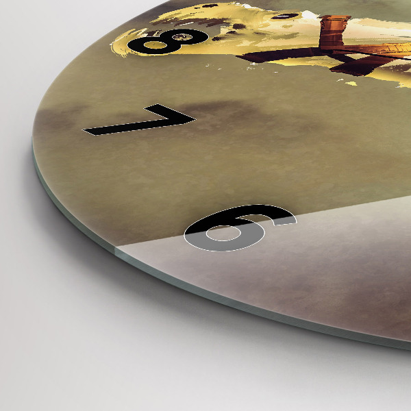 Wanduhr rund Illustration eines Drachenreiters