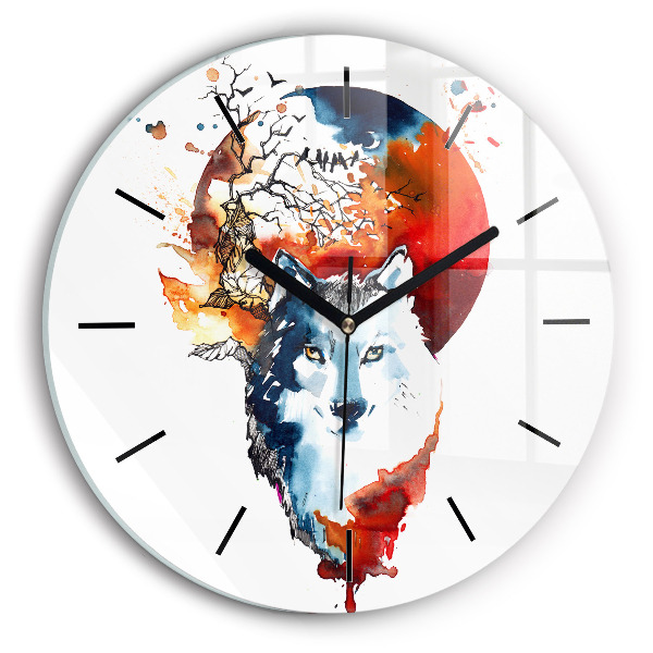 Wanduhr rund Werwolf Vollmond und Luna