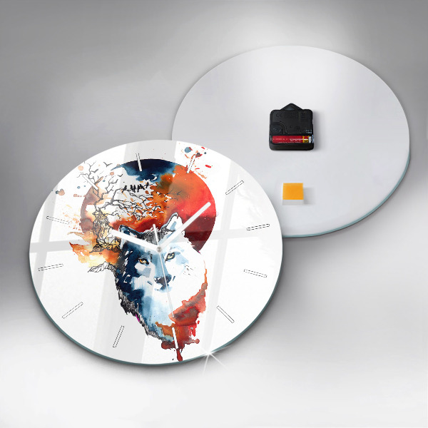 Wanduhr rund Werwolf Vollmond und Luna