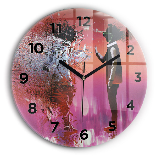 Wanduhr glas rund Cyberspace