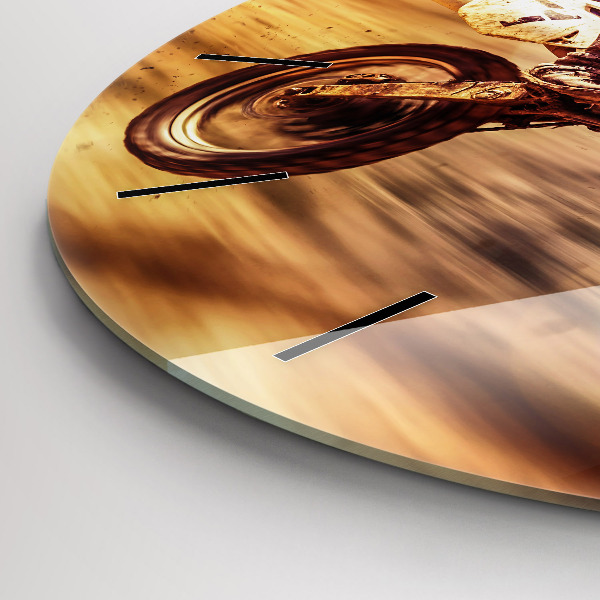 Wanduhr glas rund Enduro-Motocross
