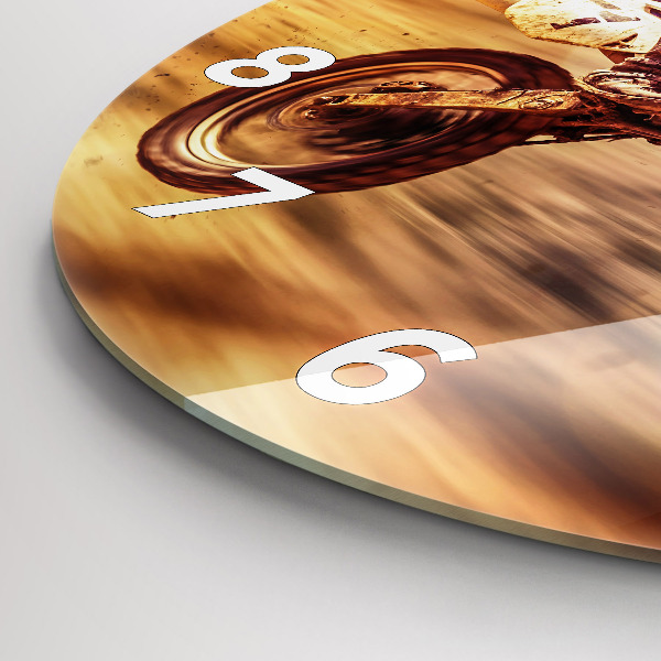 Wanduhr glas rund Enduro-Motocross