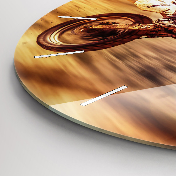 Wanduhr glas rund Enduro-Motocross