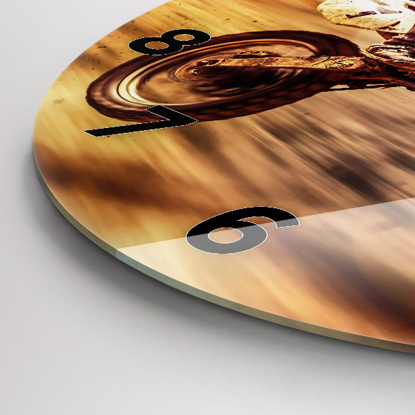 Wanduhr glas rund Enduro-Motocross