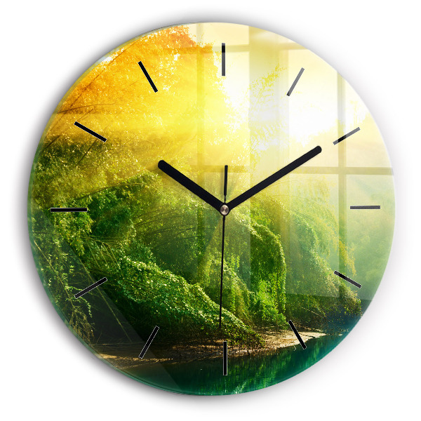 Wanduhr glas rund Friedliche Natur