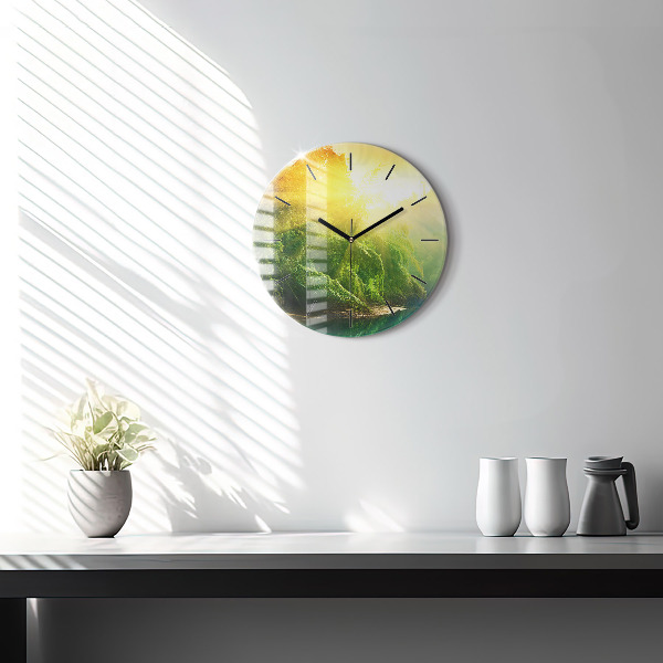 Wanduhr glas rund Friedliche Natur