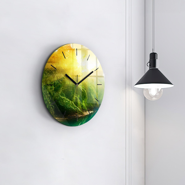 Wanduhr glas rund Friedliche Natur