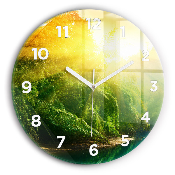 Wanduhr glas rund Friedliche Natur