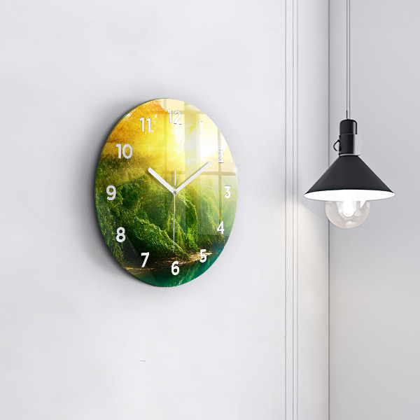 Wanduhr glas rund Friedliche Natur