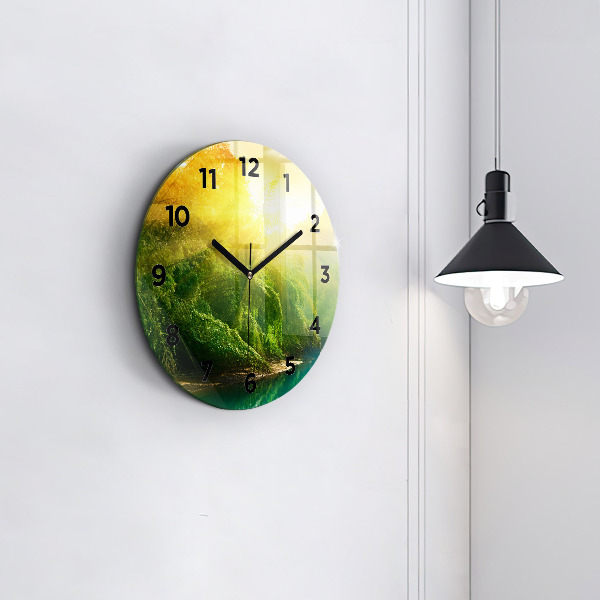Wanduhr glas rund Friedliche Natur