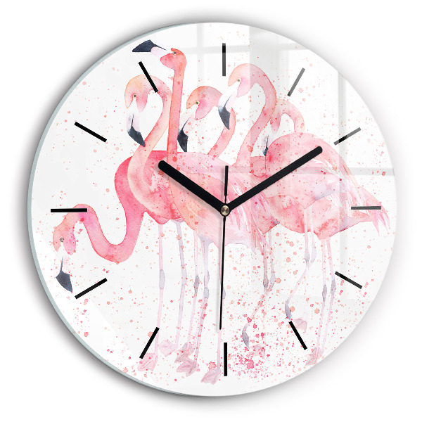 Wanduhr rund mit motiv Flamingo-Cluster
