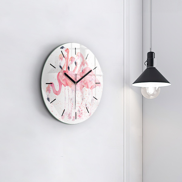 Wanduhr rund mit motiv Flamingo-Cluster