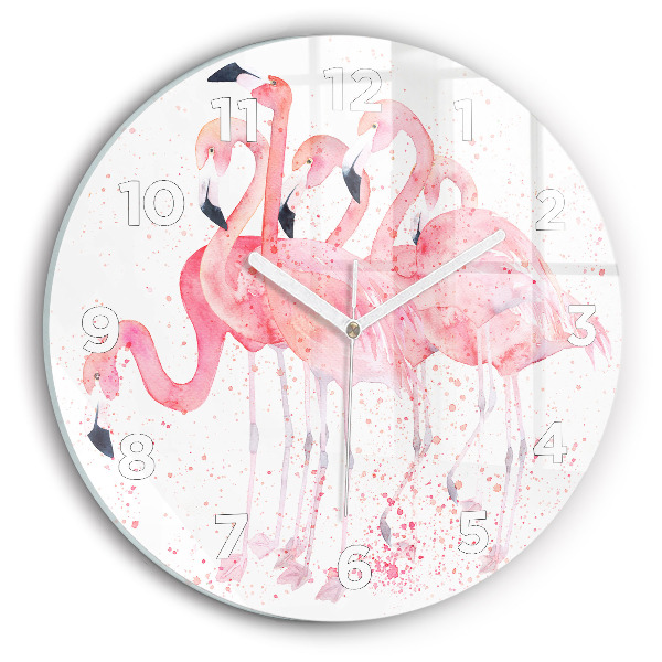 Wanduhr rund mit motiv Flamingo-Cluster
