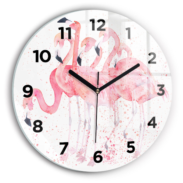 Wanduhr rund mit motiv Flamingo-Cluster