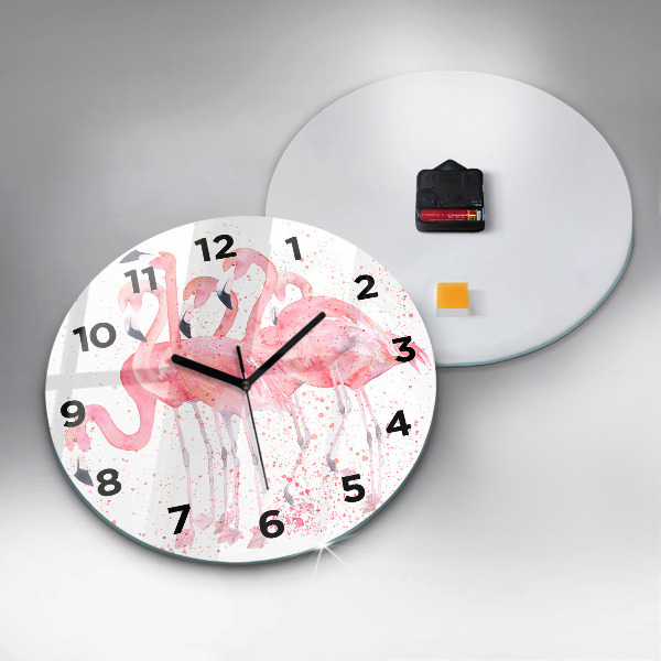 Wanduhr rund mit motiv Flamingo-Cluster