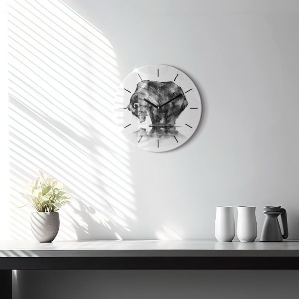 Wanduhr glas rund Zeichnung Bär