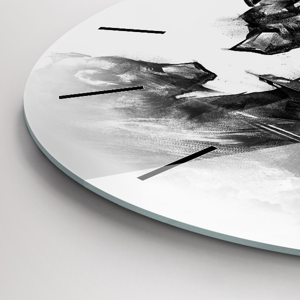 Wanduhr glas rund Zeichnung Bär